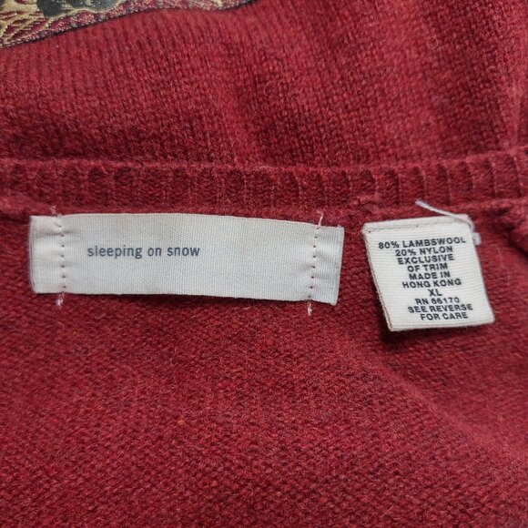 Sleeping on Snow burgundy dark red Lambswool blend belted cardigan ladies XL - Picture 7 of 7